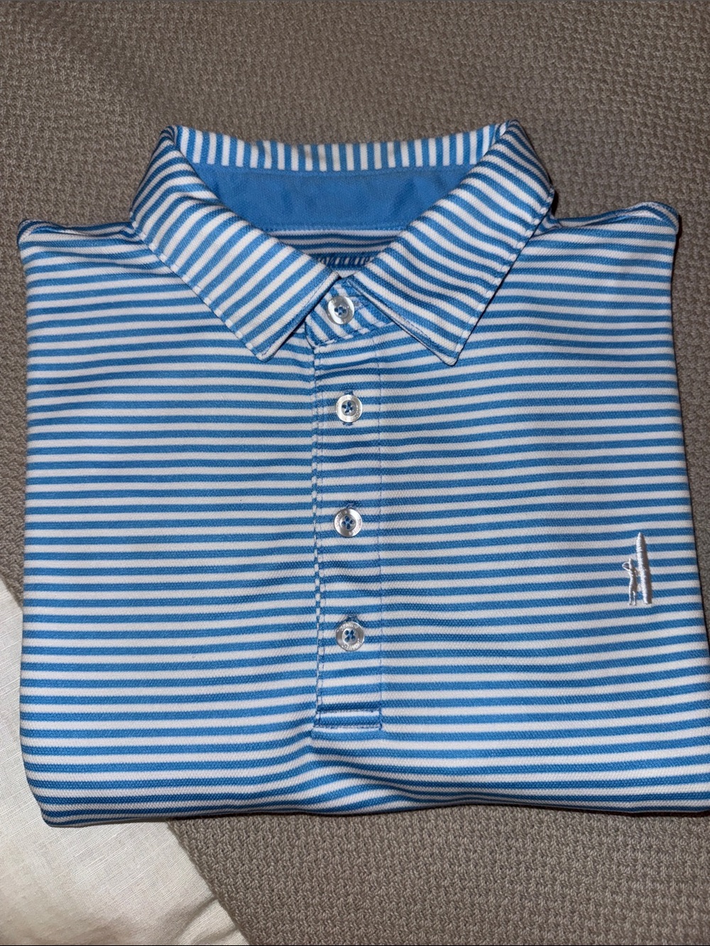 johnnie-O Blue and White Striped Polo